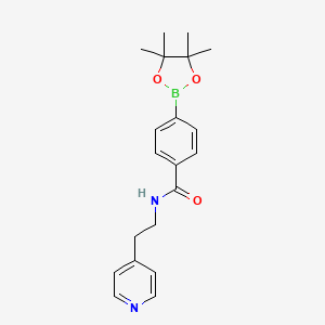 molecular formula C20H25BN2O3 B8387968 N-(2-(pyridin-4-yl)ethyl)-4-(4,4,5,5-tetramethyl-1,3,2-dioxaborolan-2-yl)benzamide 