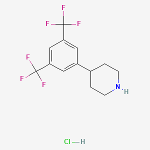 molecular formula C13H14ClF6N B8388013 4-(3,5-Bis(trifluoromethyl)phenyl)piperidine Hydrochloride 