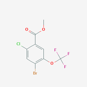 molecular formula C9H5BrClF3O3 B8388038 4-Bromo-2-chloro-5-trifluoromethoxy-benzoic acid methyl ester 
