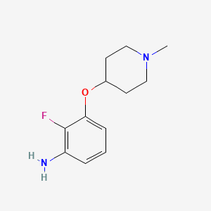 molecular formula C12H17FN2O B8388076 2-Fluoro-3-(1-methyl-piperidin-4-yloxy)-phenylamine 