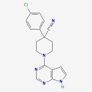 4-(4-chlorophenyl)-1-(7H-pyrrolo[2,3-d]pyrimidin-4-yl)piperidine-4-carbonitrile