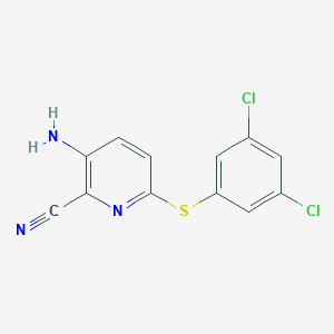 molecular formula C12H7Cl2N3S B8388183 3-Amino-6-(3,5-dichlorophenylthio)picolinonitrile 