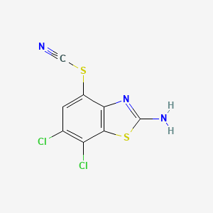 molecular formula C8H3Cl2N3S2 B8388239 2-Amino-6,7-dichloro-4-thiocyanatobenzothiazole 