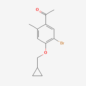 molecular formula C13H15BrO2 B8388245 1-(5-Bromo-4-cyclopropylmethoxy-2-methyl-phenyl)ethanone 