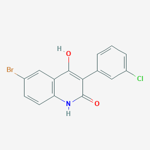 molecular formula C15H9BrClNO2 B8388341 6-Bromo-3-(3-chlorophenyl)-4-hydroxyquinolin-2(1H)-one 