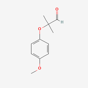 molecular formula C11H14O3 B8388345 2-(4-Methoxyphenoxy)-2-methylpropanal 