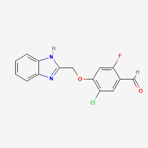 molecular formula C15H10ClFN2O2 B8388358 4-(1H-benzoimidazol-2-ylmethoxy)-5-chloro-2-fluoro-benzaldehyde 