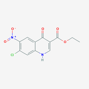 molecular formula C12H9ClN2O5 B8388401 7-Chloro-6-nitro-4-oxo-1,4-dihydroquinoline-3-carboxylic acid ethyl ester CAS No. 131775-97-8