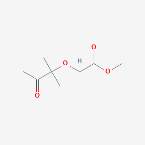 molecular formula C9H16O4 B8388513 2-(1,1-Dimethyl-2-oxopropoxy)propionic acid methyl ester 