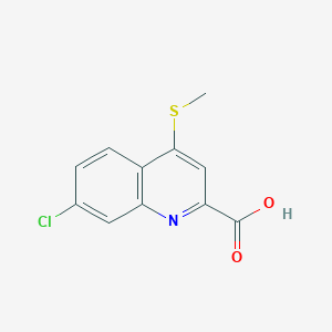 molecular formula C11H8ClNO2S B8388555 2-Carboxy-7-chloro-4-methylthioquinoline 