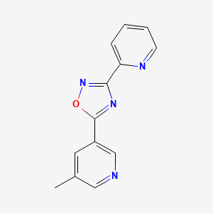 molecular formula C13H10N4O B8388789 3-(2-Pyridyl)-5-(5-methyl-pyrid-3-yl)-1,2,4-oxadiazole 
