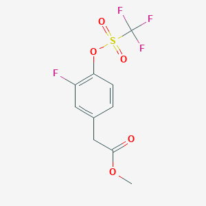 molecular formula C10H8F4O5S B8388794 Methyl 2-(3-fluoro-4-(trifluoromethylsulfonyloxy)phenyl)acetate CAS No. 1259022-71-3