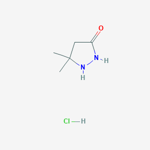 molecular formula C5H11ClN2O B8388864 5,5-Dimethyl-pyrazolidin-3-one.Hydrochloride 
