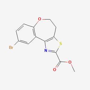 molecular formula C13H10BrNO3S B8388929 Methyl 9-bromo-4,5-dihydrobenzo[2,3]oxepino[4,5-d]thiazole-2-carboxylate 