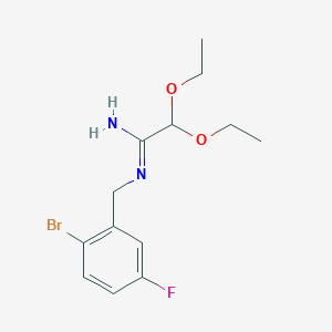 molecular formula C13H18BrFN2O2 B8388984 N-(2-bromo-5-fluorobenzyl)-2,2-diethoxyacetimidamide 