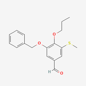 molecular formula C18H20O3S B8389387 3-Methylthio-4-n-propoxy-5-benzyloxybenzaldehyde 
