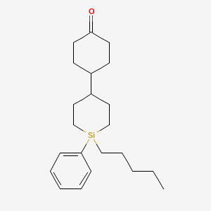 molecular formula C22H34OSi B8389390 4-(4-n-Pentyl-4-phenyl-4-silacyclohexyl)cyclohexanone CAS No. 174458-51-6