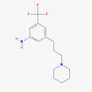 molecular formula C15H21F3N2 B8389548 3-(3-(Piperidin-1-yl)propyl)-5-(trifluoromethyl)benzenamine 