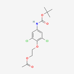 molecular formula C15H19Cl2NO5 B8389866 Acetic Acid 2-(4-tert-butoxycarbonylamino-2,6-dichloro-phenoxy)-ethyl Ester 