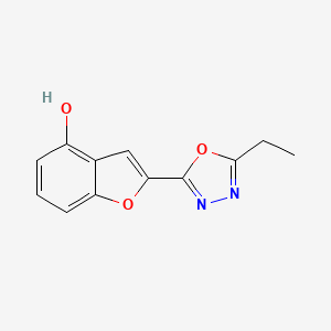 molecular formula C12H10N2O3 B8389903 2-(4-Hydroxybenzo(b)furan-2-yl)-5-ethyl-1,3,4-oxadiazole 
