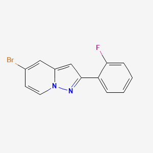 molecular formula C13H8BrFN2 B8389994 5-Bromo-2-(2-fluorophenyl)pyrazolo[1,5-a]pyridine 