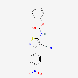 molecular formula C17H10N4O4S B8390055 Phenyl (4-cyano-3-(4-nitrophenyl)isothiazol-5-yl)carbamate 