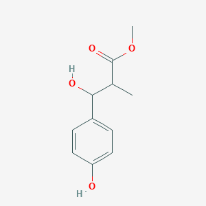 molecular formula C11H14O4 B8390110 3-Hydroxy-3-(4-hydroxy-phenyl)-2-methyl-propionic acid methyl ester 