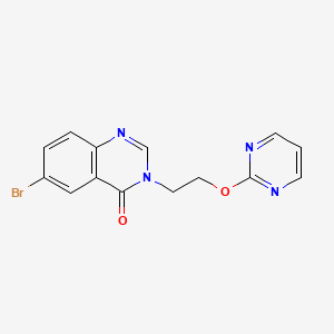 molecular formula C14H11BrN4O2 B8390131 6-bromo-3-(2-(pyrimidin-2-yloxy)ethyl)quinazolin-4(3H)-one 
