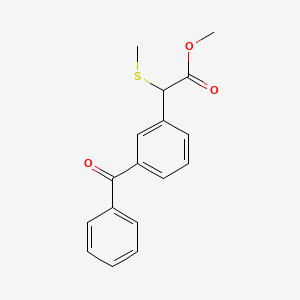 molecular formula C17H16O3S B8390209 Methyl alpha-methylthio(m-benzoylphenyl)acetate 