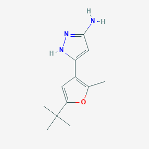 molecular formula C12H17N3O B8390230 5-(5-tert-butyl-2-methyl-furan-3-yl)-2H-pyrazol-3-ylamine 