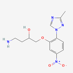 molecular formula C13H17N5O4 B8390273 4-amino-1-(2-(3-methyl-1H-1,2,4-triazol-1-yl)-5-nitrophenoxy)butan-2-ol 