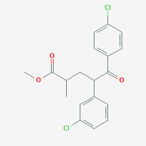 molecular formula C19H18Cl2O3 B8390317 Methyl 4-(3-chlorophenyl)-5-(4-chlorophenyl)-2-methyl-5-oxopentanoate 