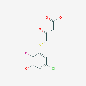 molecular formula C12H12ClFO4S B8390321 Methyl 4-((5-chloro-2-fluoro-3-methoxyphenyl)sulfanyl)-3-oxobutanoate 