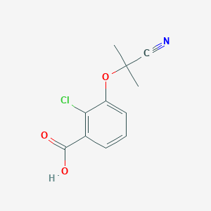 molecular formula C11H10ClNO3 B8390506 2-Chloro-3-(1-cyano-1-methylethoxy)benzoic acid 