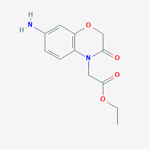 molecular formula C12H14N2O4 B8390542 7-amino-4-ethoxycarbonylmethyl-2H-1,4-benzoxazin-3(4H)-one 