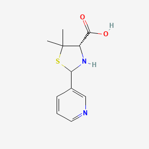 molecular formula C11H14N2O2S B8390595 5,5-Dimethyl-2-(3-pyridyl)-thiazolidine-4(S)-carboxylic acid 