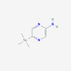 molecular formula C7H13N3Sn B8390643 5-(Trimethylstannanyl)-2-pyrazinamine 