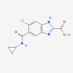 molecular formula C12H10ClN3O3 B8390797 6-chloro-5-(cyclopropylcarbamoyl)-1H-benzimidazole-2-carboxylic acid 