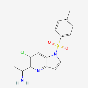 molecular formula C16H16ClN3O2S B8390896 1-(6-chloro-1-tosyl-1H-pyrrolo[3,2-b]pyridin-5-yl)ethanamine 