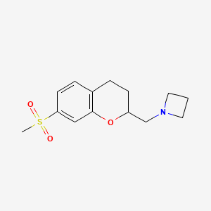 molecular formula C14H19NO3S B8390913 1-{[7-(Methylsulfonyl)-3,4-dihydro-2H-chromen-2-YL]methyl}azetidine 