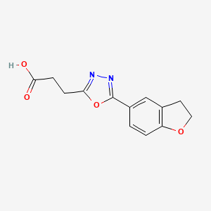 molecular formula C13H12N2O4 B8390926 3-[5-(2,3-Dihydro-1-benzofuran-5-yl)-1,3,4-oxadiazol-2-yl]propionic acid 