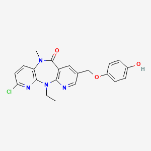 molecular formula C21H19ClN4O3 B8390934 5-Chloro-2-ethyl-13-(4-hydroxyphenoxymethyl)-9-methyl-2,4,9,15-tetraazatricyclo[9.4.0.0^{3,8}]pentadeca-1(11),3,5,7,12,14-hexaen-10-one 