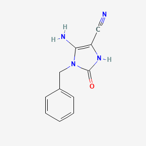 molecular formula C11H10N4O B8391012 5-Amino-1-benzyl-4-cyano-2-hydroxyimidazole 