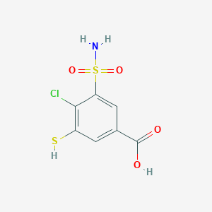 molecular formula C7H6ClNO4S2 B8391024 4-Chloro-3-mercapto-5-sulfamylbenzoic acid 