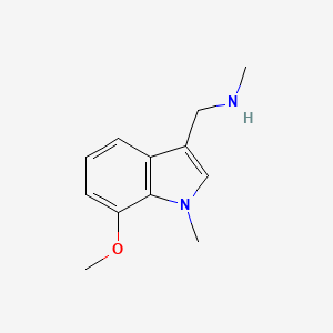 molecular formula C12H16N2O B8391249 7-methoxy-1-methyl-3-(methylaminomethyl)-1H-indole 