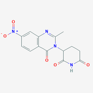 molecular formula C14H12N4O5 B8391263 3-(2-methyl-7-nitro-4-oxo-4H-quinazolin-3-yl)-piperidine-2,6-dione 