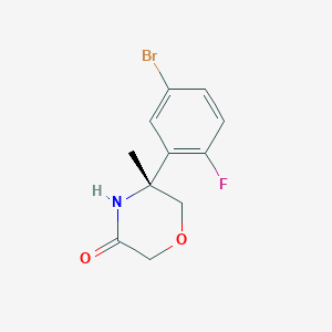 molecular formula C11H11BrFNO2 B8391278 (R)-5-(5-bromo-2-fluoro-phenyl)-5-methyl-morpholin-3-one 