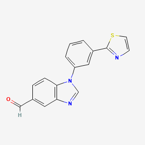 molecular formula C17H11N3OS B8391334 5-Formyl-1-(3-(2-thiazolyl)phenyl)benzimidazole 