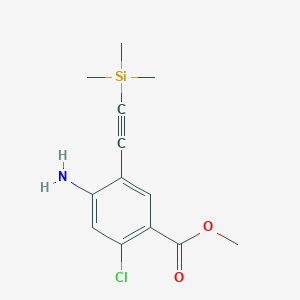 molecular formula C13H16ClNO2Si B8391411 Methyl 4-amino-2-chloro-5-((trimethylsilyl)ethynyl)benzoate 