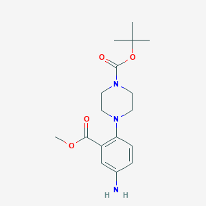 molecular formula C17H25N3O4 B8391478 4-(4-Amino-2-methoxycarbonyl-phenyl)-piperazine-1-carboxylic acid tert-butyl ester 